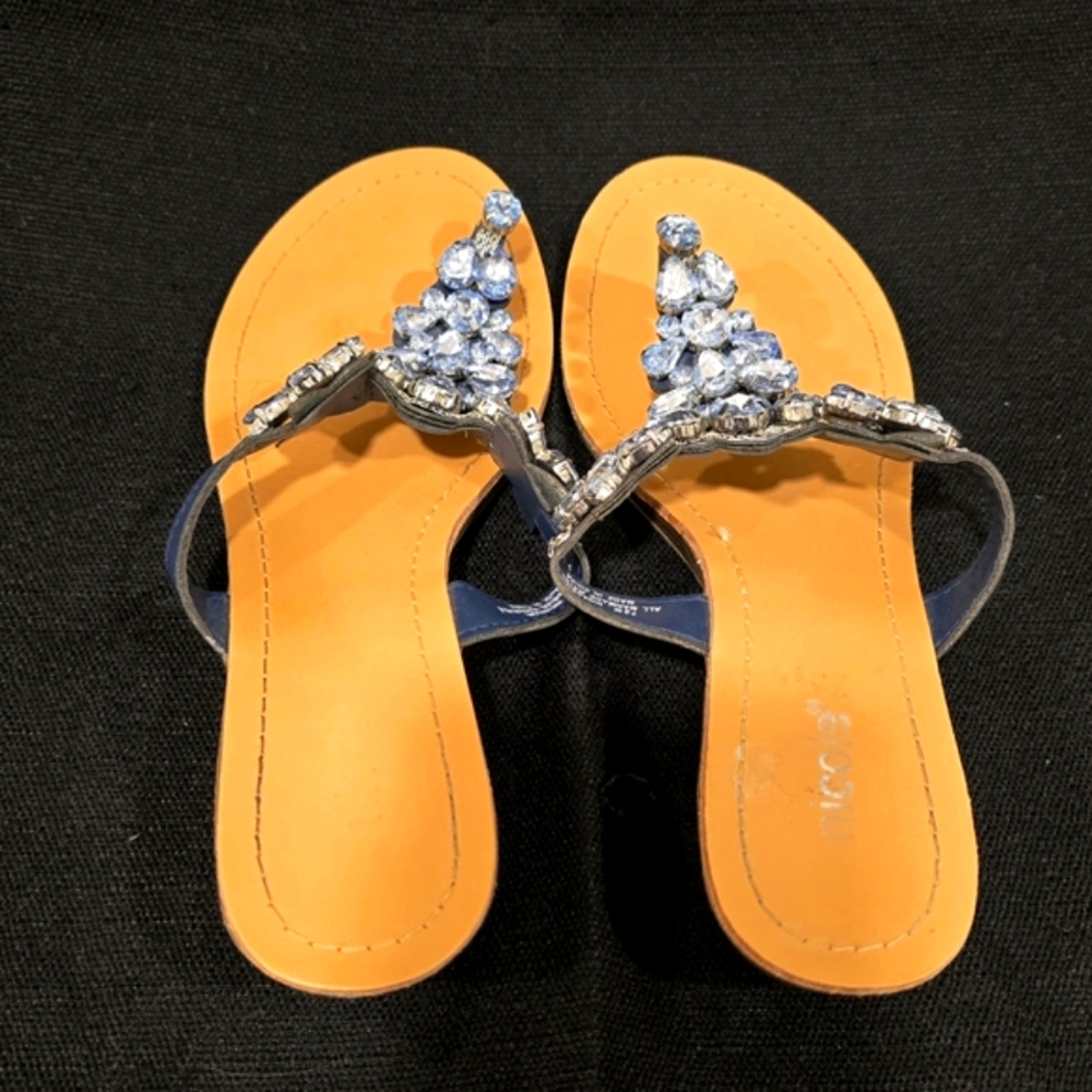 NICOLE Blue Jeweled Sandals, Size 7 - Picture 7 of 7